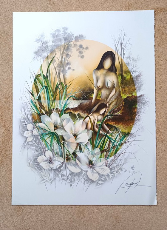 Raymond Poulet, 'Nu aux fleurs blanches' – Objets d'art, Papier (photo 5 of 5)