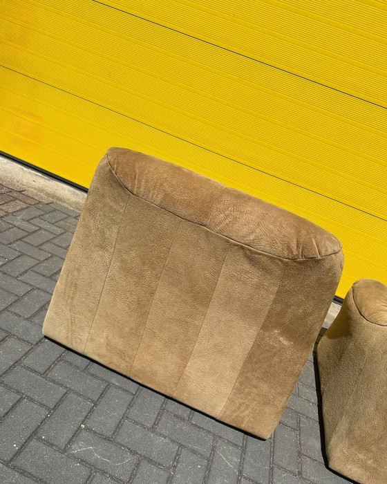 Set di Poltrone lounge vintage in camoscio – anni '70 – Pelle (photo 6 of 18)