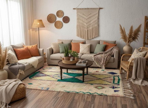 Traditionelle marokkanische Teppiche in Leinenoptik, 300 x 150 cm