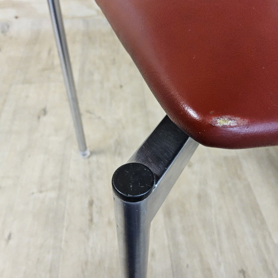 Image 1 of Set of 2 Vintage red leatherette and chrome design chairs with armrests (1950s / 1950s)