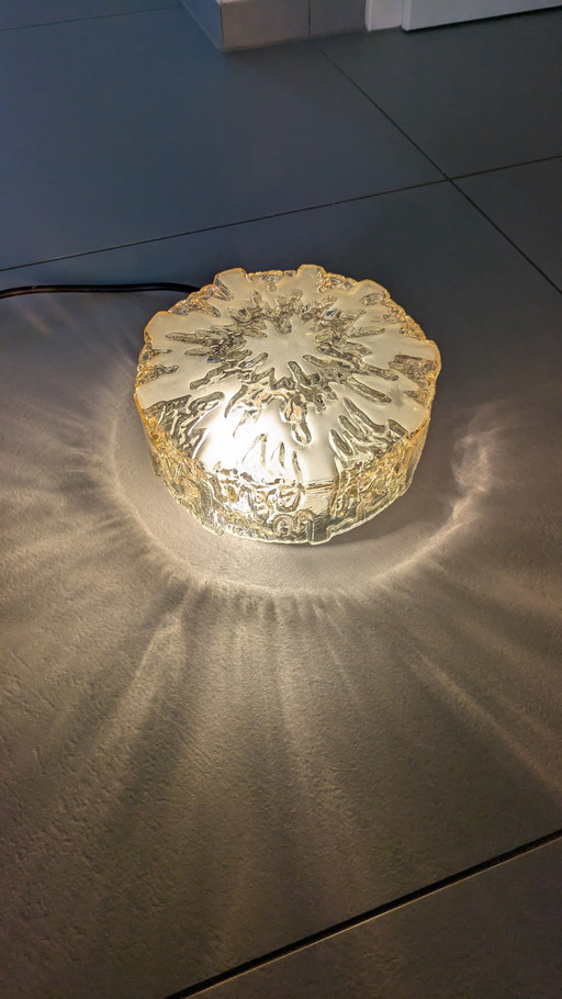 Vintage Eisglas Deckenlampe 70er Jahre Honsel