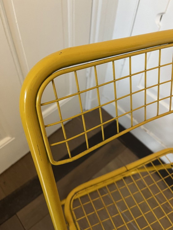 Image 1 of 3x Vintage folding chair by Niels Gammelgaard, two shades of blue and yellow