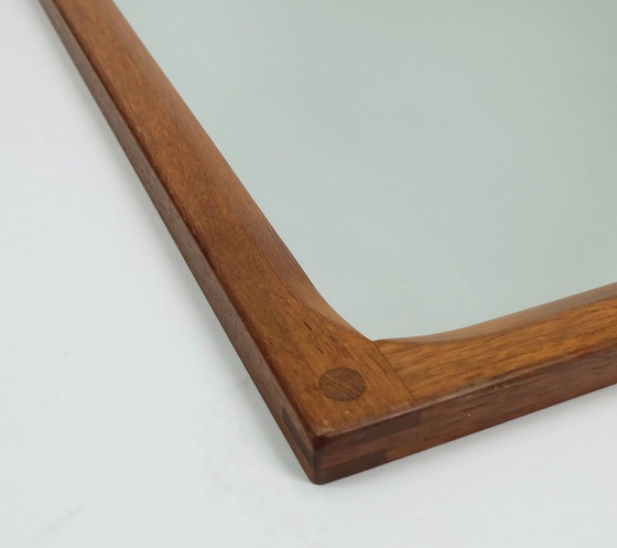 Image 1 of large rectangular danish modern WALL MIRROR aksel kjersgaard odder furniture denmark solid teak frame 1970s