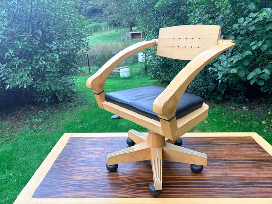 Giorgetti Zeno Bureau+Stoel – Leer, Hout (photo 4 of 8)