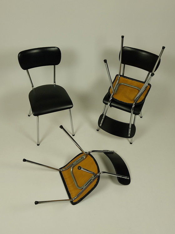Image 1 of 4 x Vintage Chairs in Skai Leather, 1960s