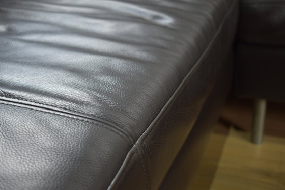 Image 1 of Leder Sofa Domino Met Kruk Ewald Schillig Leder Bank Hoekbank Sofa Couch