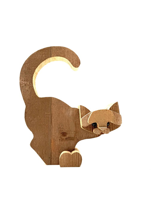 Bottega Michelangeli, Cat Wood Sculpture, Orvieto Italy 1970s