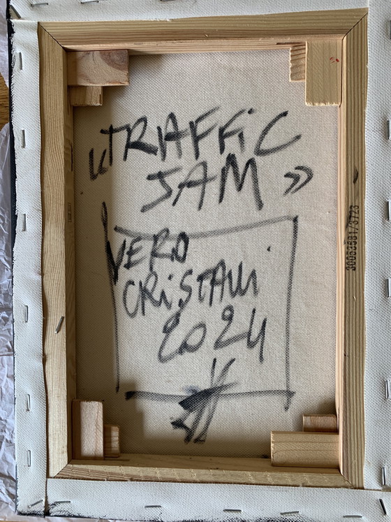 Image 1 of Véro Cristalli – ATRACÓN DE TRÁFICO (2024) – Obra original firmada – Técnica mixta – Con marco