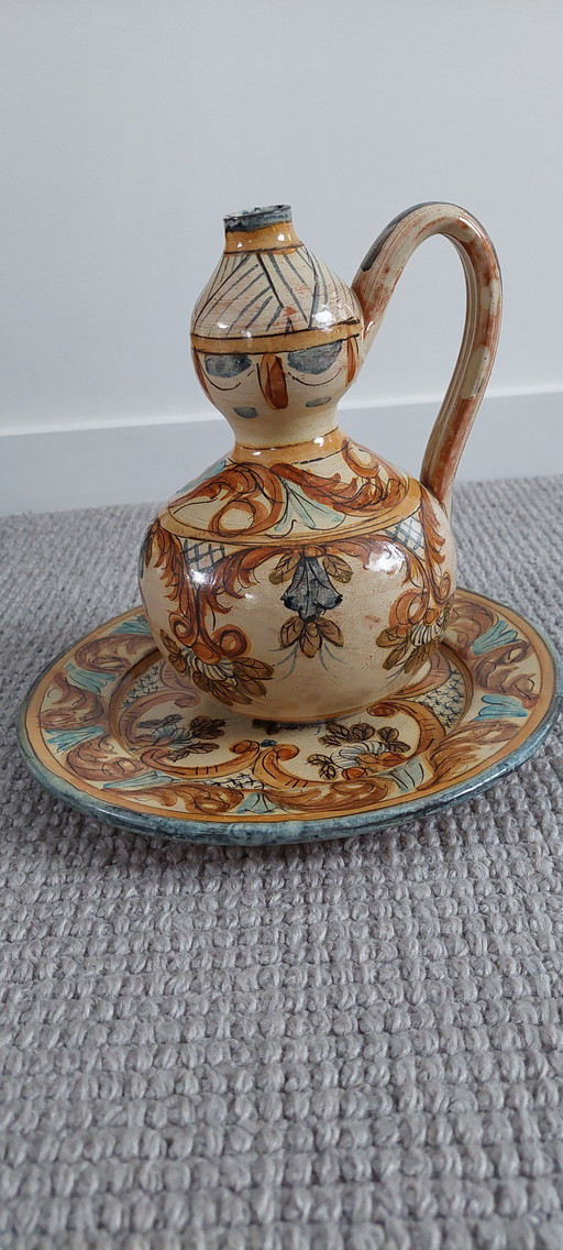 Earthenware plate and vase from Portugal