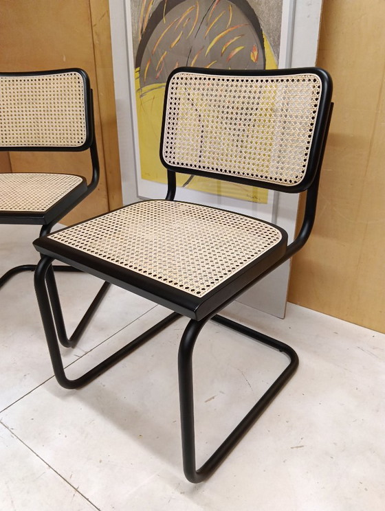 Image 1 of ALIVARMVSEVM 104. SET of 2 CESCA B32 Chairs (NEW) in Black Frame Limited Edition 
