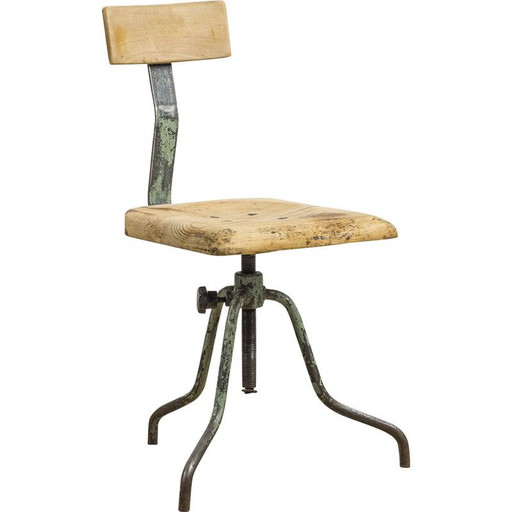 Sedia da fabbrica industriale vintage anni '30