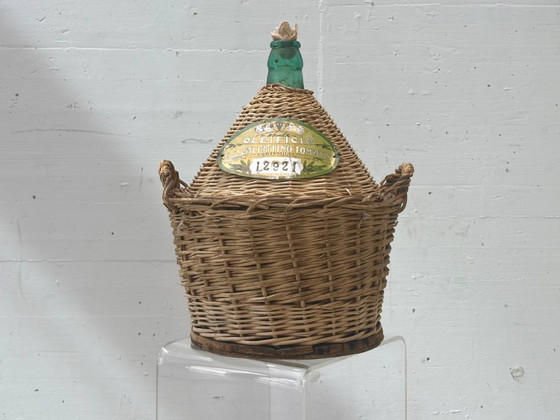 Image 1 of Italienischer Glasballon im Korbgeflecht, Mitte 20. Jahrhundert