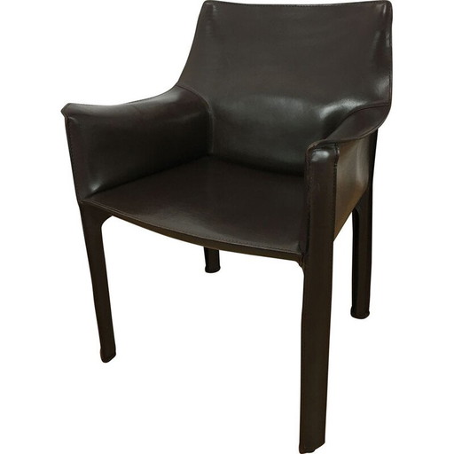 Poltrona vintage in pelle di Mario Bellini per Cassina