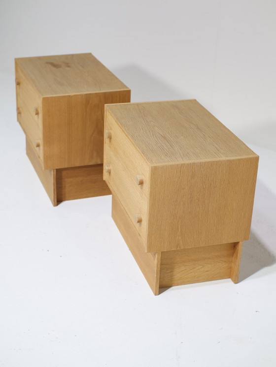 Image 1 of Ensemble de tables de chevet en chêne, style danois vintage années 1960