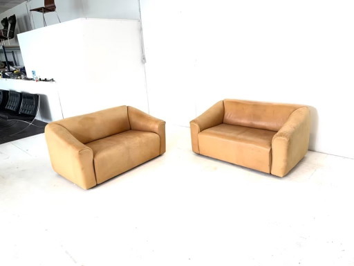 2 x De Sede DS 47 Leather Sofa Couch Group Design Neck Desede