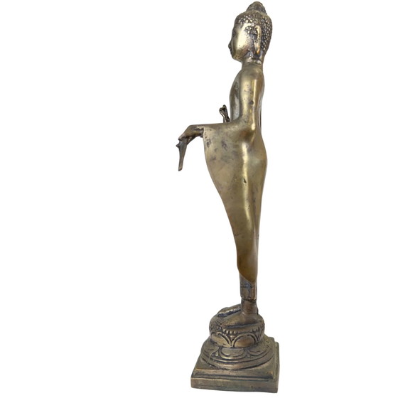 Antike thailändische Bronze Buddha Statue – Abhaya Mudra – 31 cm – Bildhauerei (photo 7 of 10)