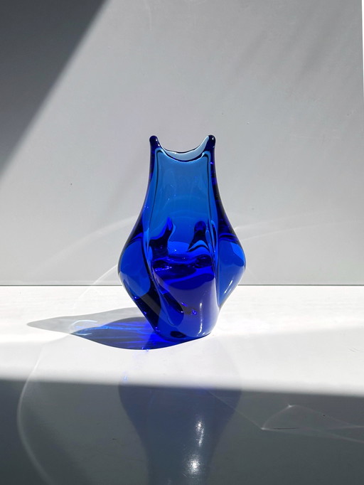 Vintage Mini Glass Vase Miroslav Klinger Cobalt Ultramarine Blue Bohemia Solifleur Czech Zelezny Brod ZBS Železnobrodské sklárny