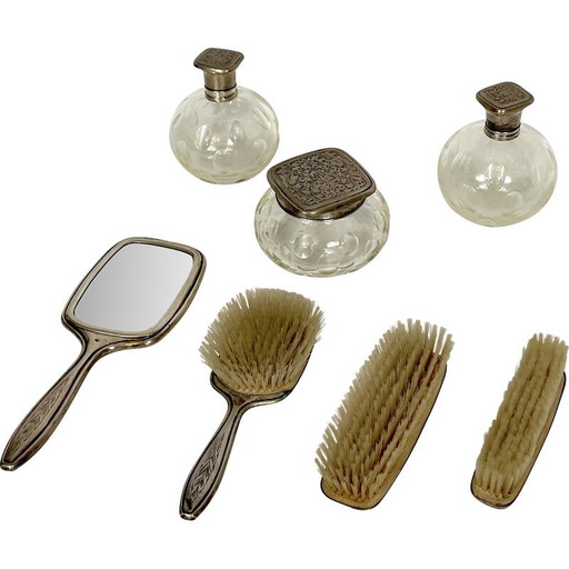 Mid-century Italiaans toiletset van verzilverd en geblazen Murano glas, jaren 1940