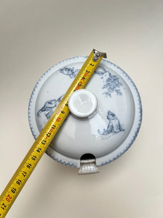 Image 1 of Antiguo U&C Sarreguemines Passe Temps Sopa Tureen Écuelle Loza Francesa Terre de Fer Faience Faience