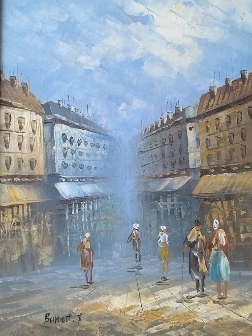Oil on canvas by the artist Caroline Burnett (20th century)
