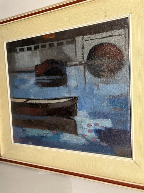A. Rossi 1970s Oil Painting on Board, Boats, Paintings & Drawings (photo 5 of 8)