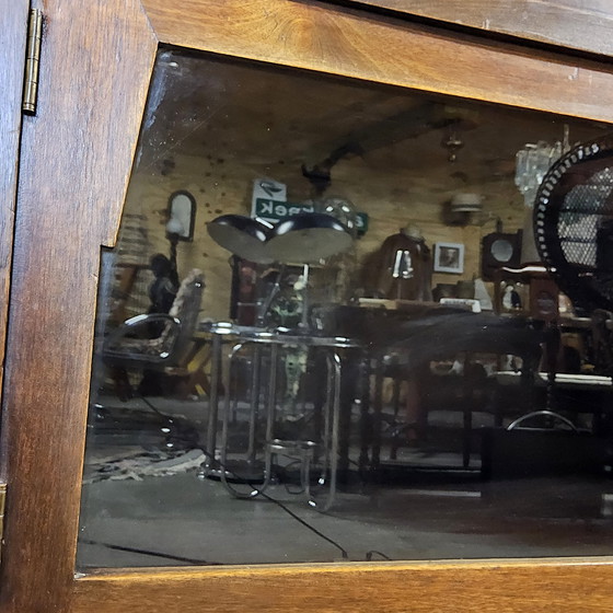 Image 1 of Antieke Art Deco Amsterdamse School Dressoir (coromandel en kersenhout) theekastje / vitrinekastje 