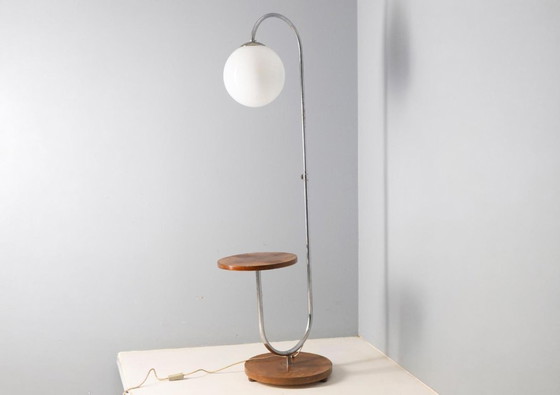 Image 1 of Lampada da terra con tavolino, Jindřich Halabala, anni '30-'40, Cecoslovacchia
