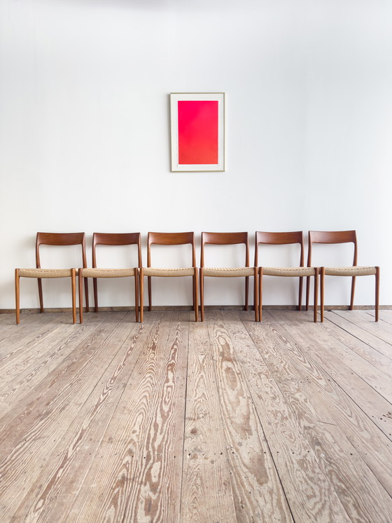 Image 1 of Mid-Century Danish Teak Dining Chairs # 77 by Niels O. Møller, J. L. Moller, Set of 6