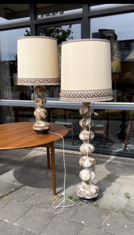 2x ceramic bubble floor lamp, Kaiser Leuchten '60