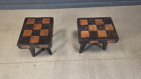 Image 1 of Vintage rustic wooden side tables or stools, 1960s
