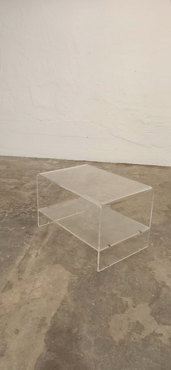 Image 1 of Vintage Space Age Plexiglas LP table side table 