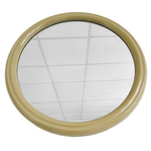Vintage space age round mirror beige 1960's