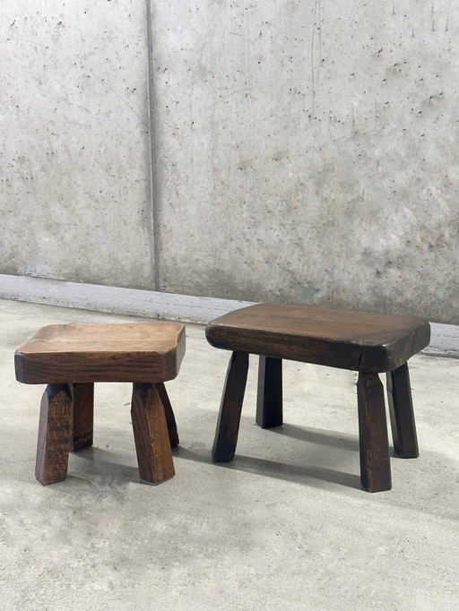 Juego de 2 taburetes vintage brutalistas