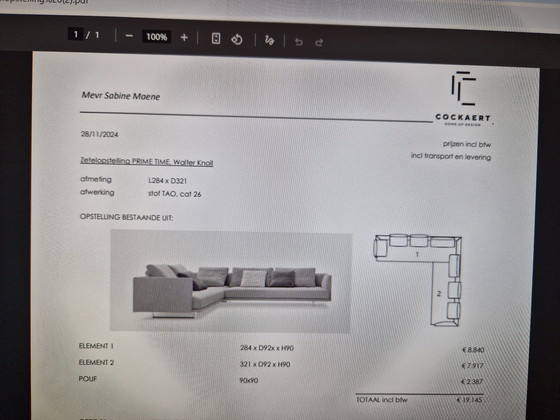 Image 1 of Hoekbank Walter Knoll Prime Time design EOOS