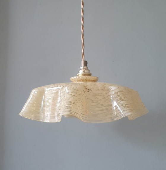Vintage / Antieke Franse Glazen Hanglamp In Clichy Stijl. – Hanglampen, Metal (photo 7 of 15)
