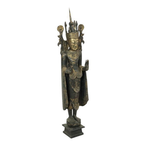Grand Bouddha en bois doré 135cm