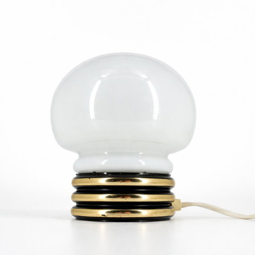 Vintage Mushroom Table Lamp – Opaline Glass – 1970s Space Age Style