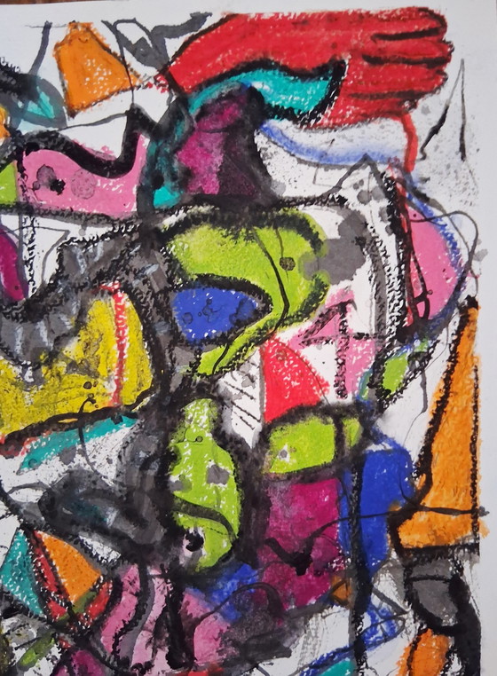 Image 1 of I'm lazy today, why is it 40 degrees? Mixed media, ink with oil pastel. Street art.