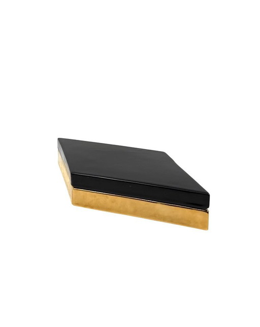 Ferdinando Loffredo, golden ceramic box, ceramiche del Ferlaro, Italy 1970s