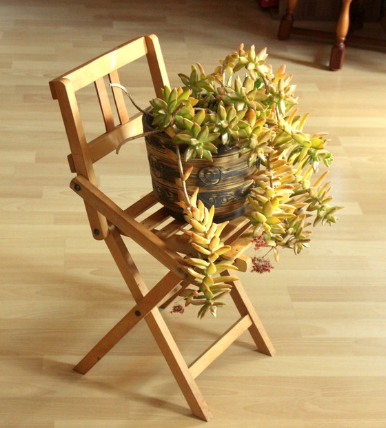 Image 1 of Vintage folding wooden children's chair 50s