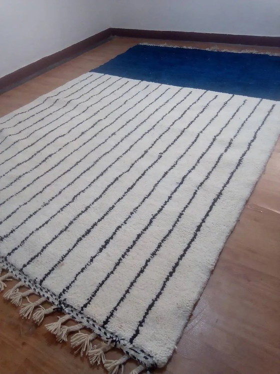 Handgewebter marokkanischer Teppich - tiefblaues Muster - Wolle - 306 x 201 cm – Teppiche & Läufer, Wool (photo 4 of 7)