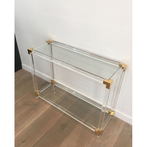 Image 1 of Vintage console in Plexiglass and golden corners 1970