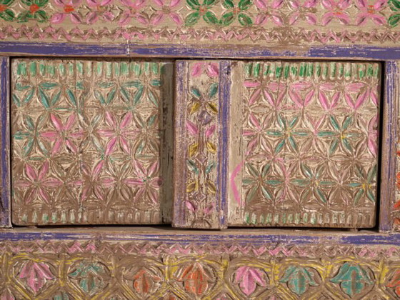 Antiker geschnitzter polychromer Unterschrank aus Kiefer – Xinjiang, ca. 1900 – Buffetschränke, Iron (photo 16 of 40)