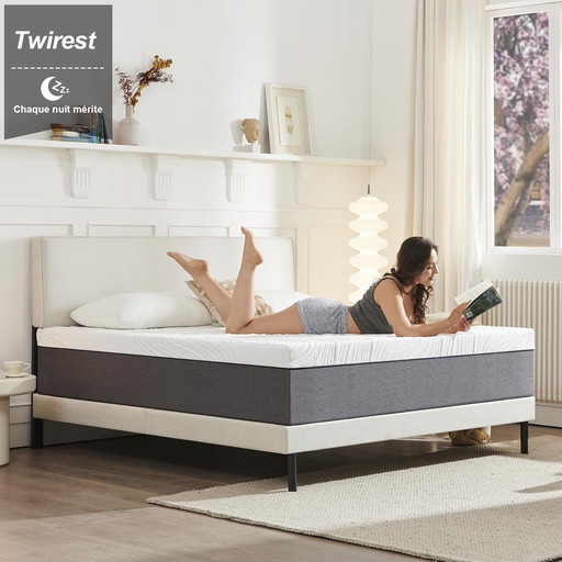 Twirest Matelas 90x190 cm, Épaisseur 18 cm, Matelas en Mousse à Mémoire de Forme, Fermeté Moyenne, 7 Zones, Soutien Parfait, Rév