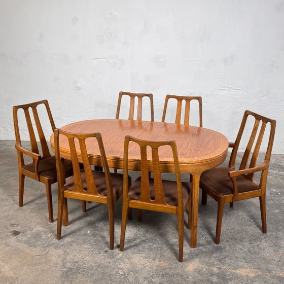 Image 1 of Set of 6 Nathan Dining Chairs with Armchairs, 1970