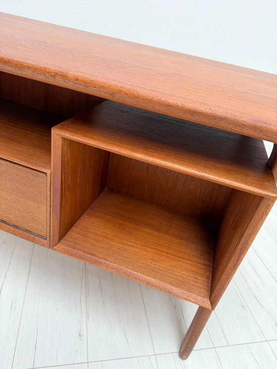 1960s Vintage Danish Design Teak Desk Model 75 by Gunni Omann for Omann Jun, Wood, Brown, Mid Century Modern (photo 16 of 17)