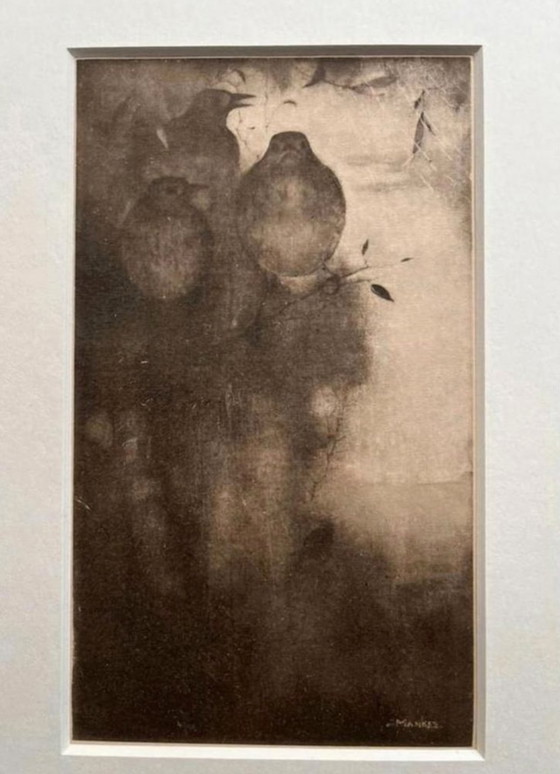 Image 1 of Jan Mankes 1889-1920 / Original Heliogravüre Drosseln in der Abenddämmerung 1923