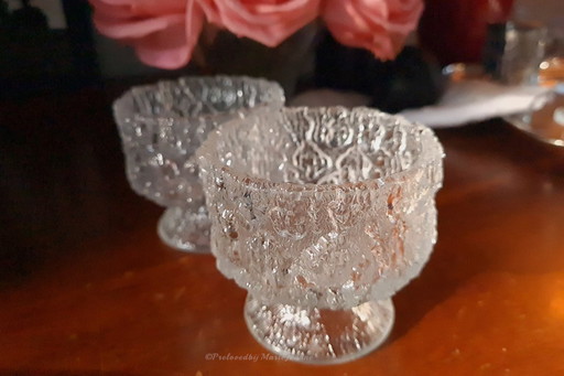 2x Tapio Wirkkala, IITALA dessert coupes ice glass (Aslak) on base.
