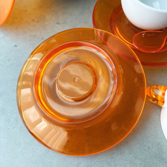 Image 1 of Guzzini Feeling Espresso Set –1980s Design in Porcelain and Lucite Plastic