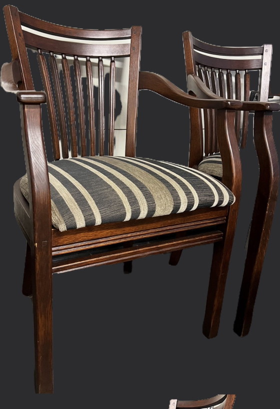 Image 1 of 6 kersenhouten Bannink jugendstil eetkamer armstoelen 